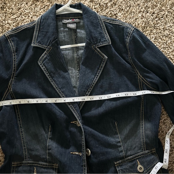 Style & Co Blue Jean Jacket with Blazer Design - Picture 4 of 4